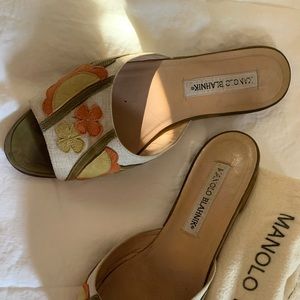 Manolo Blahnik linen slide